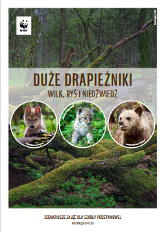 Okładka: Narzędziownik WWF. Duże drapieżniki. Scenariusze zajęć dla szkoły podstawowej, wyd. WWF Polska