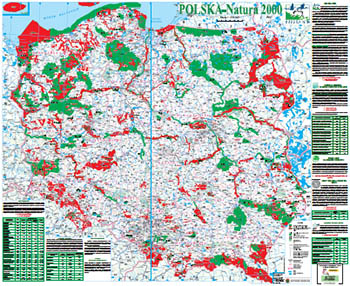 Okładka: Dwustronna mapa ścienna Natura 2000